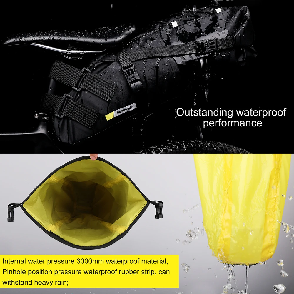 Rhinowalk-Bolsa para SILLÍN de bicicleta impermeable, gran capacidad, alforja para sillín de bicicleta, bolsa trasera plegable para ciclismo, bicicleta de montaña y carretera
