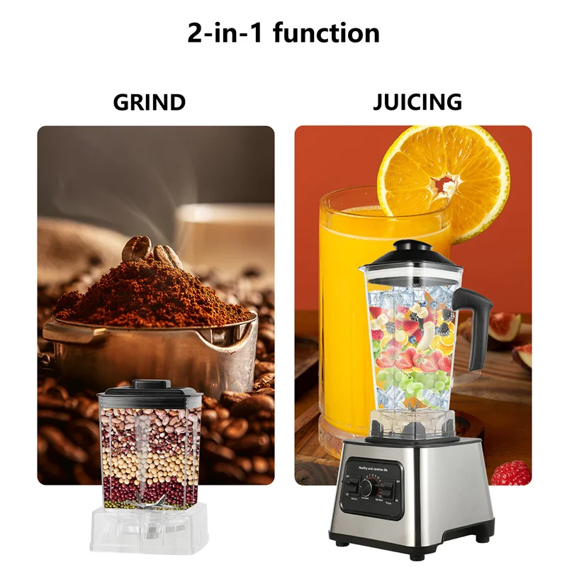 Licuadora potente de 6000W, exprimidor, batidora de mesa, contenedor de 2,5l, procesador de alimentos, mezclador para frutas y nueces de hielo