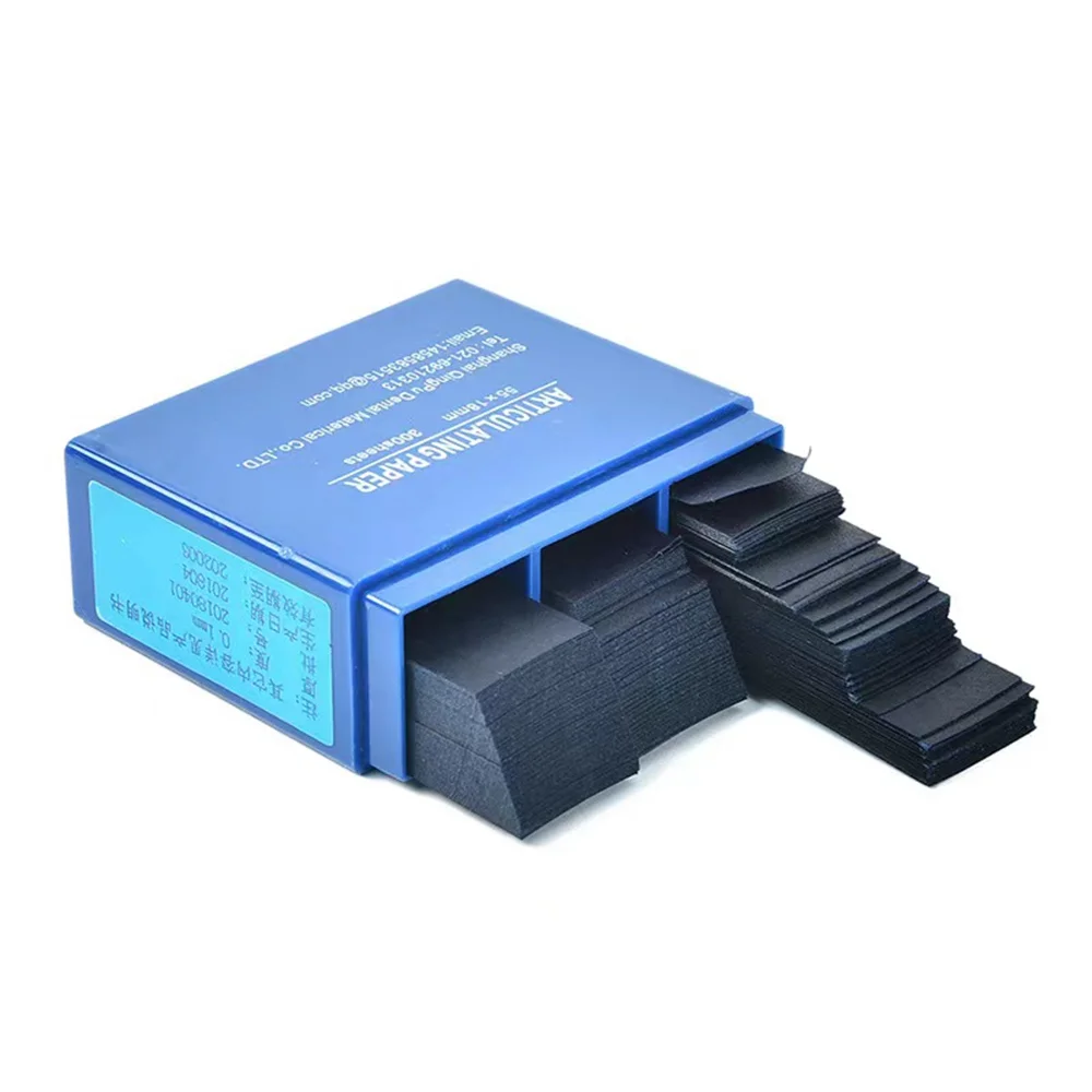 Papel articulado de doble cara para dentistas, tiras de papel para morder, para el cuidado Dental, herramienta de blanqueamiento, color rojo y azul, 55x18mm, 300 piezas