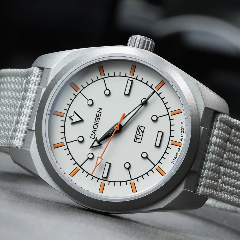 CADISEN TI-7 2026 NUEVO Reloj de Pulsera Automático Mecánico de Acero de Titanio Autodyne con Correa de Lona, MIYOTA 8215, Luminoso, Resistente al Agua, para Hombre