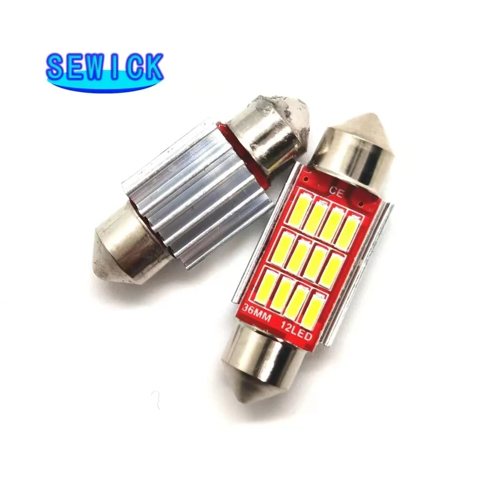 100 Uds adorno C5W CANBUS sin Error Auto luz 12 SMD 4014 LED 31mm 36mm 39mm 41mm Interior del coche lámpara de techo bombilla de lectura blanco 12V