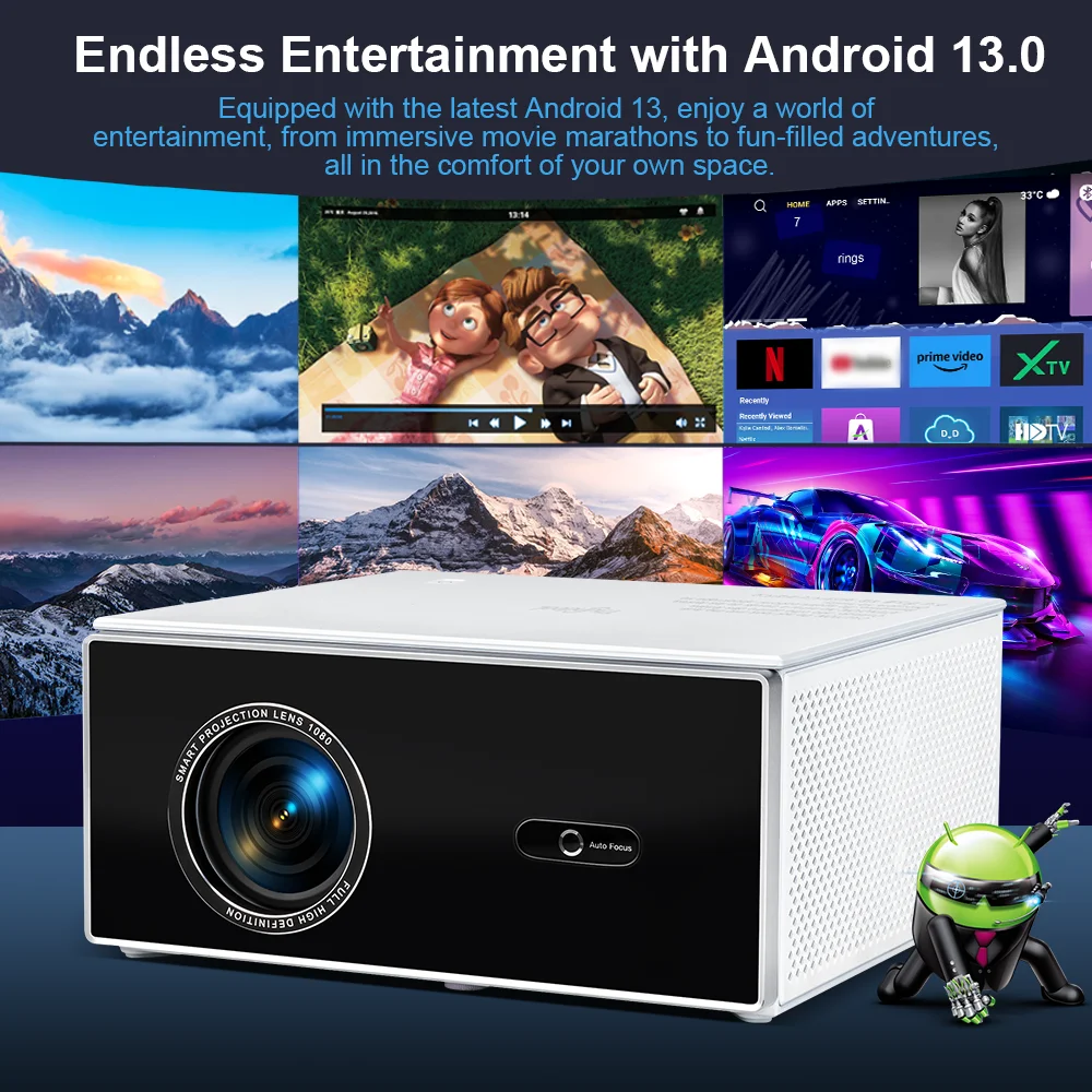 Proyector ThundeaL 2K 4K Full HD 1080P TDA7W 32G Android WiFi para Cine en Casa, Proyector TDA7 para Reuniones al Aire Libre, Video 3D y Películas