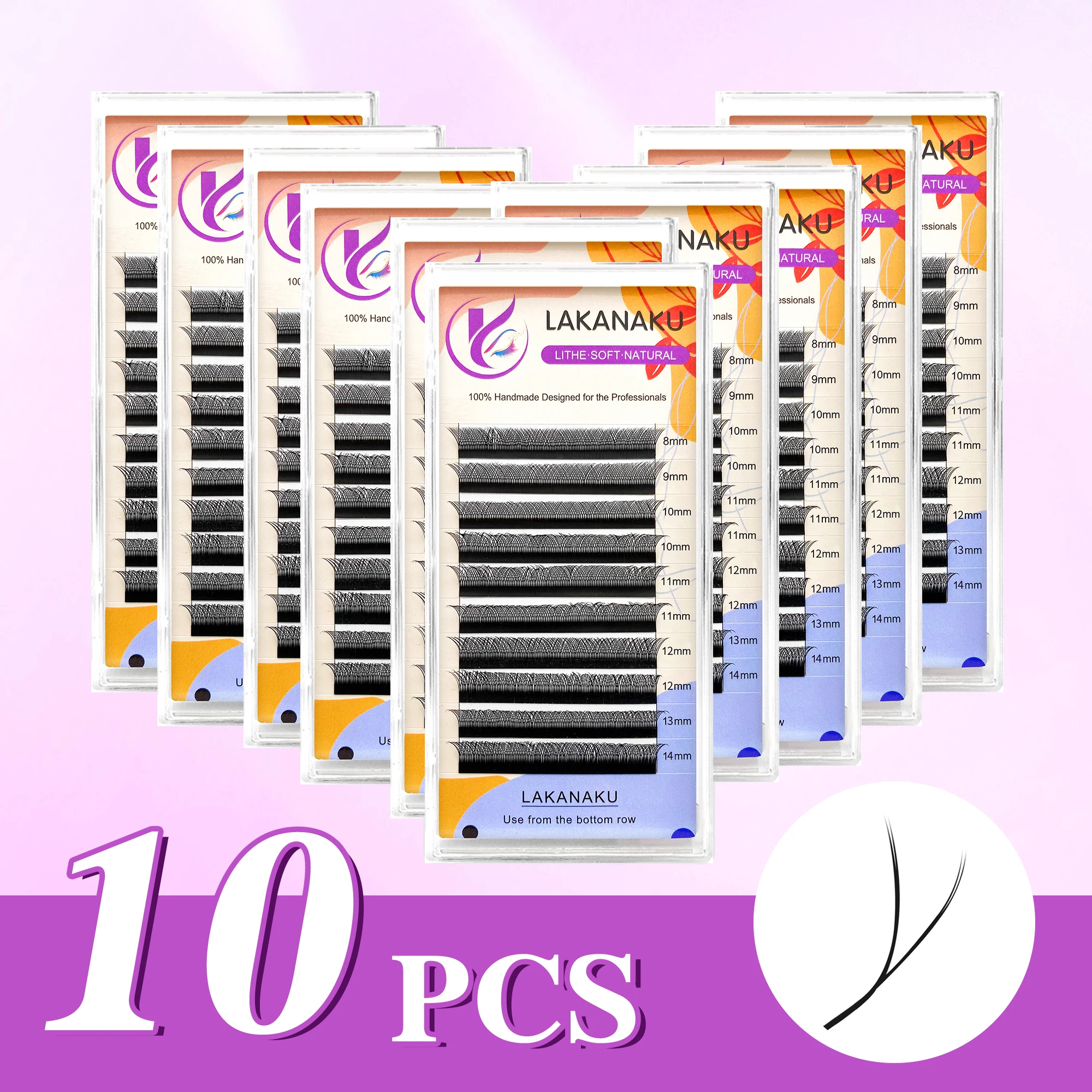 LAKANAKU Cilios YY extensiones de pestañas 10 unids/set C D DD brasileño 2D YY pestañas naturales suaves prefabricadas Fans Faux Cilios