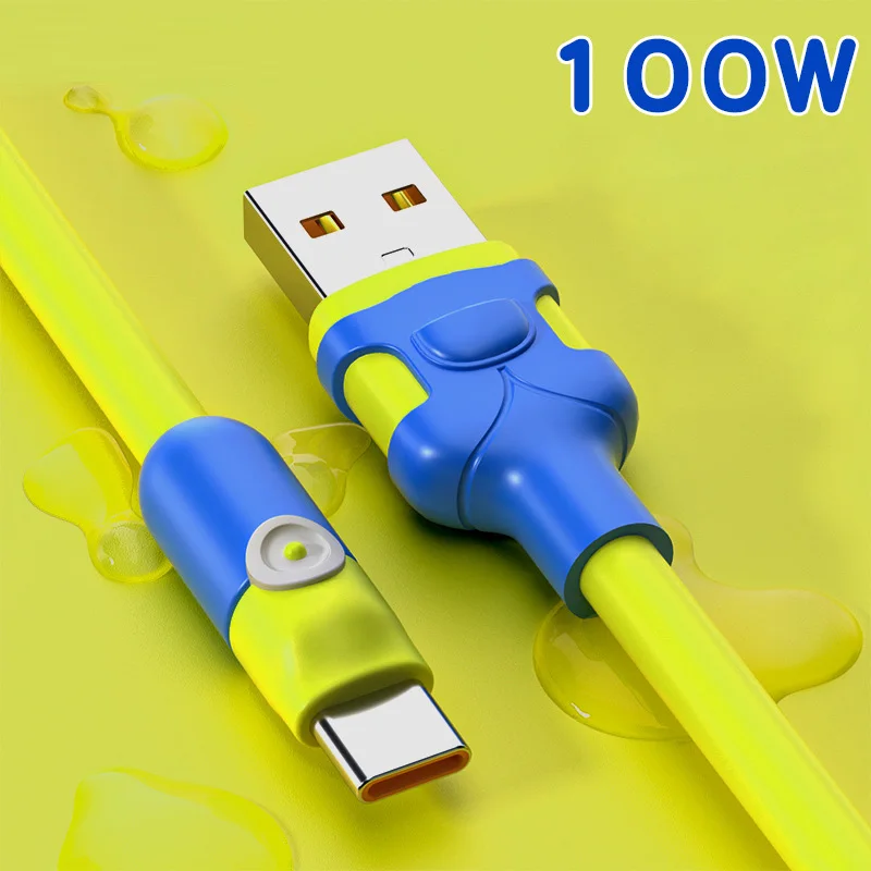 Cable USB C de carga rápida 6A, Cable de datos de silicona suave y líquido para Huawei, Xiaomi, Samsung, 1/1, 5/2M, Cable cargador USB C para teléfono móvil