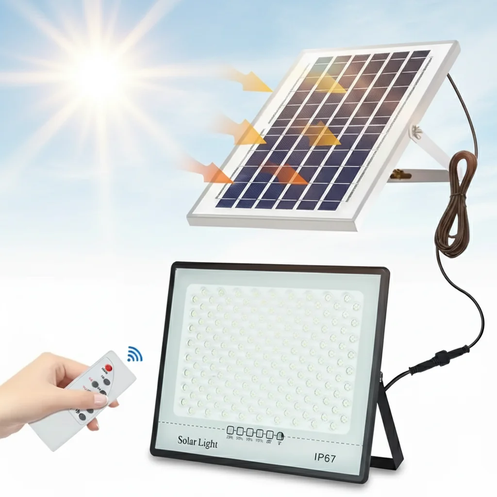 Luces LED solares para jardín, foco reflector IP67 impermeable para exteriores, iluminación de pared de emergencia para edificios de jardín