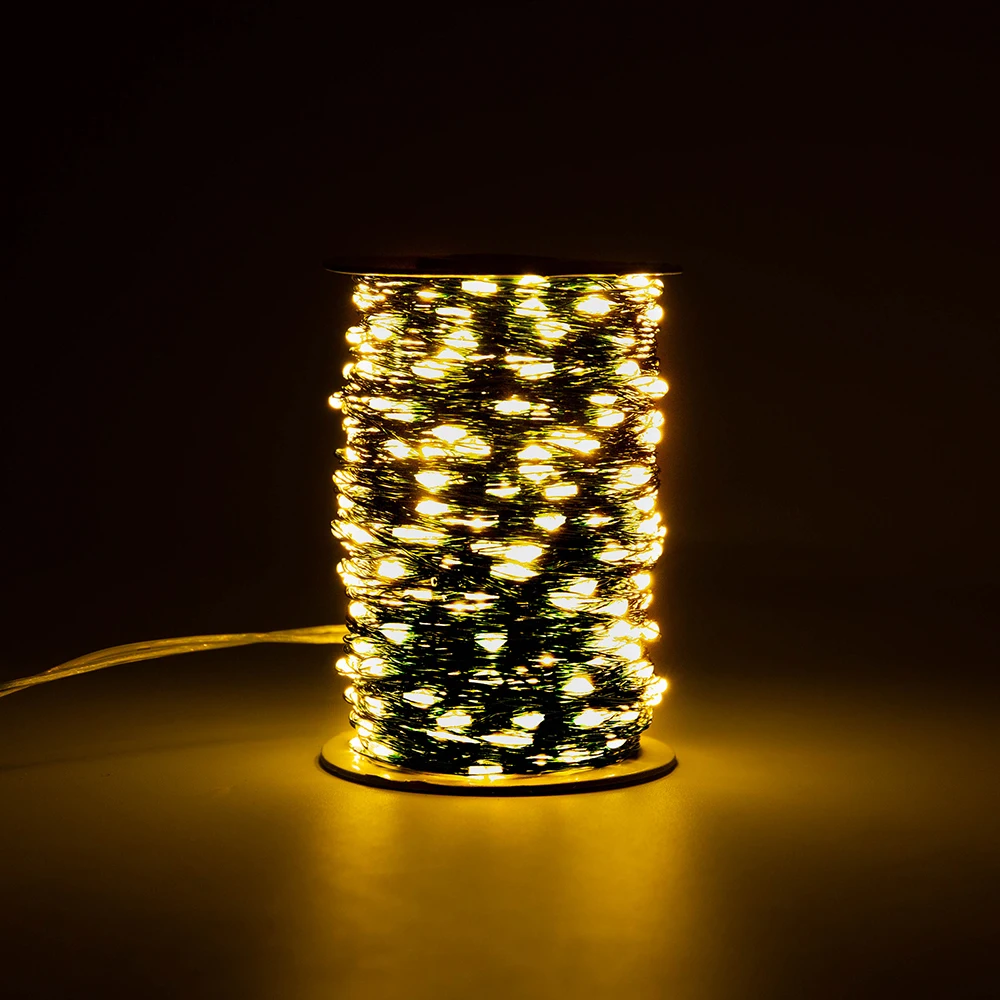 Guirnalda de luces LED con Cable verde, guirnaldas navideñas para exteriores, guirnalda de árbol impermeable, decoración navideña para vacaciones