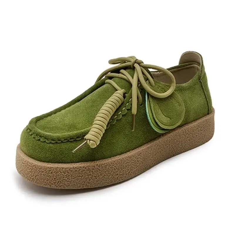 AIYUQI, zapatos de mujer, mocasines de ante de cuero genuino 2026, zapatos de estilo británico con cordones para estudiantes, zapatos clásicos de talla grande para mujer