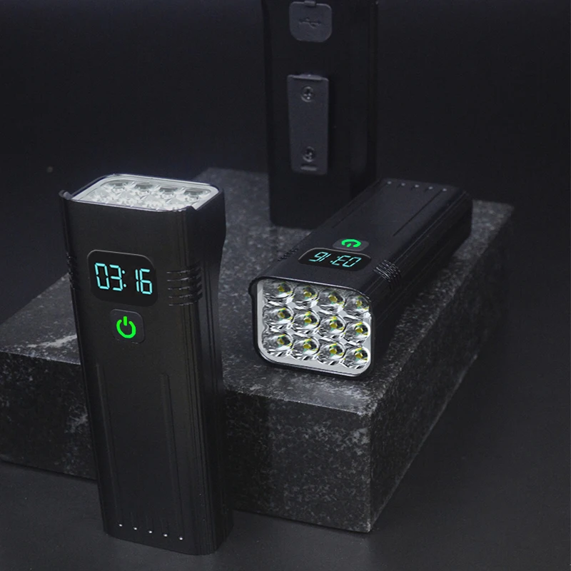 Luz LED para bicicleta de 10000mAh, juego recargable por USB, resaltado delantero y trasero para bicicleta de montaña, linterna para faro LED 12 *