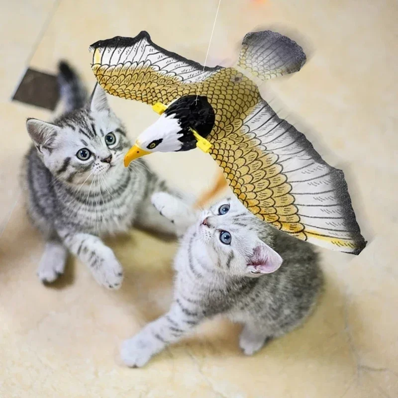 Juguetes interactivos de simulación de pájaro para gato, juguete colgante eléctrico de águila voladora, palo de juguete para gato, cuerda para rascar, juguetes para mascotas