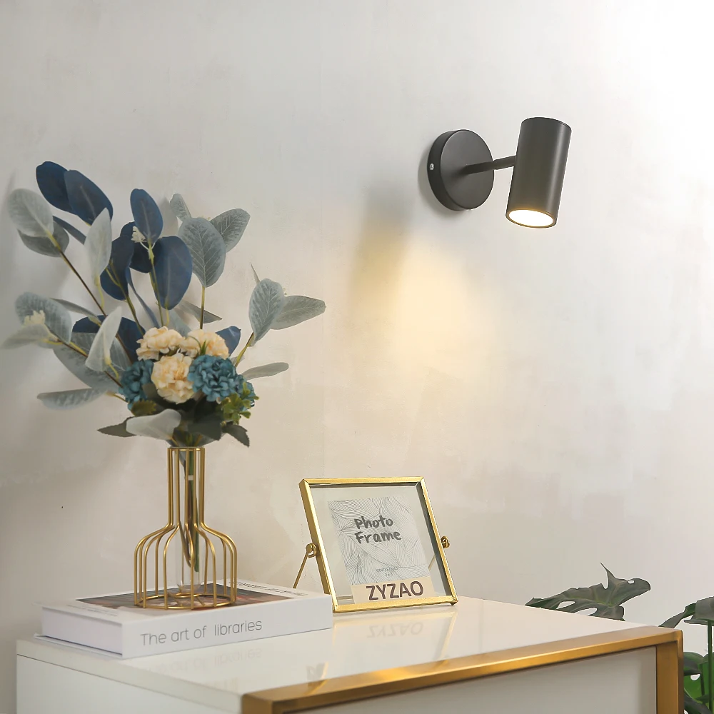 Lámpara de pared moderna nórdica para dormitorio, luces LED de ángulo ajustable, accesorios de iluminación de entrada para sala de estar y escalera