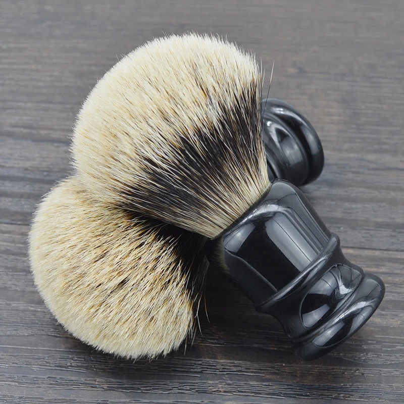DSCOSMETIC Brocha de Afeitar para Hombre con 2 Bandas, Pelo Natural y Mango de Resina Negra