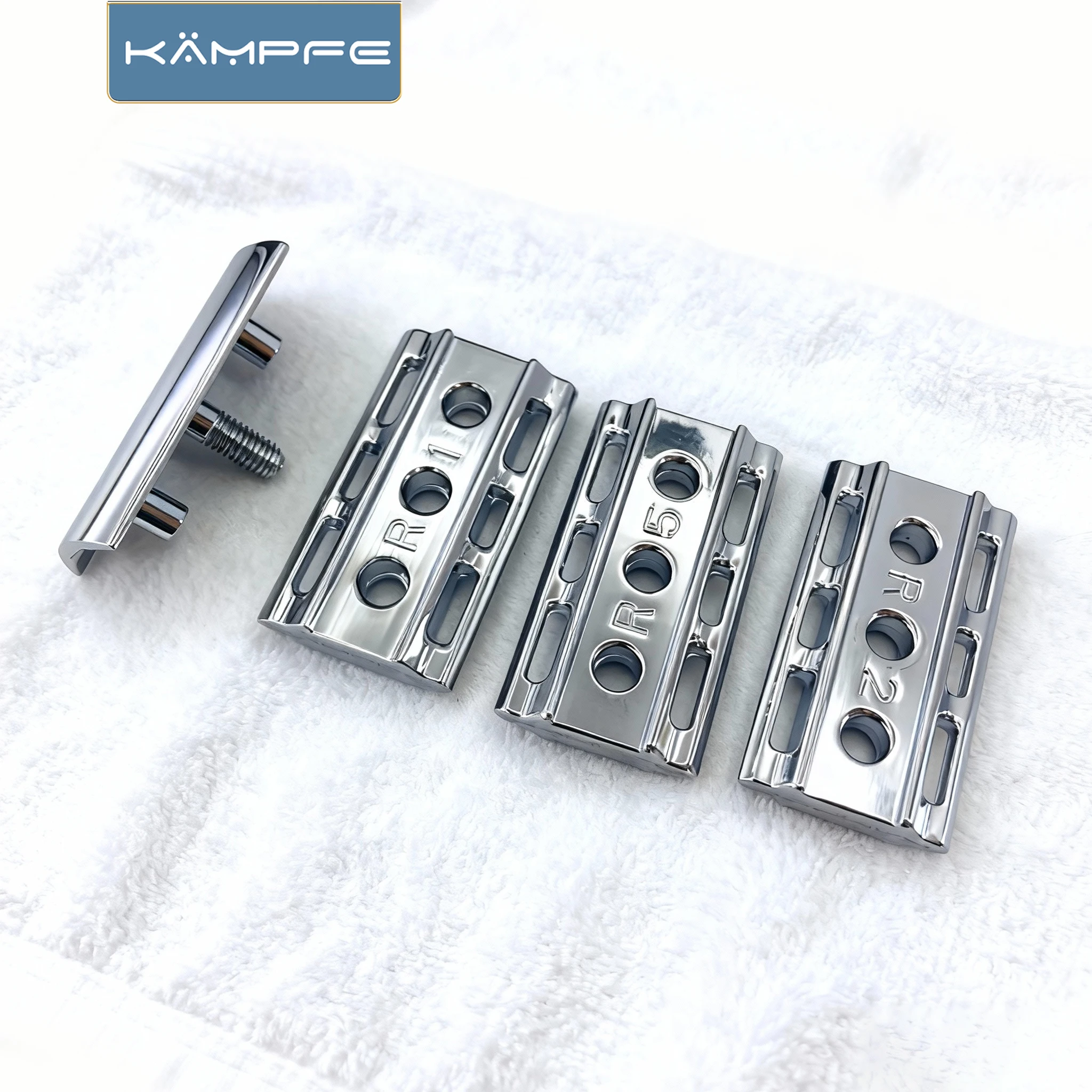 KAMPFE Maquinilla de Afeitar de Seguridad Manual de Acero Inoxidable CNC con Mango, 3 Bases Intercambiables, para Afeitado Masculino, Maquinilla de Doble Filo
