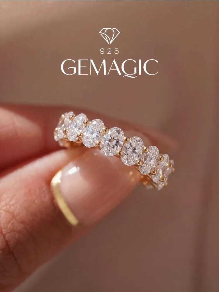 Anillo Ovalado de Plata de Ley 925 con Circonita, Clásico y Elegante, para Mujer, Compromiso, Boda, Joyería Fina de Lujo y Alta Calidad