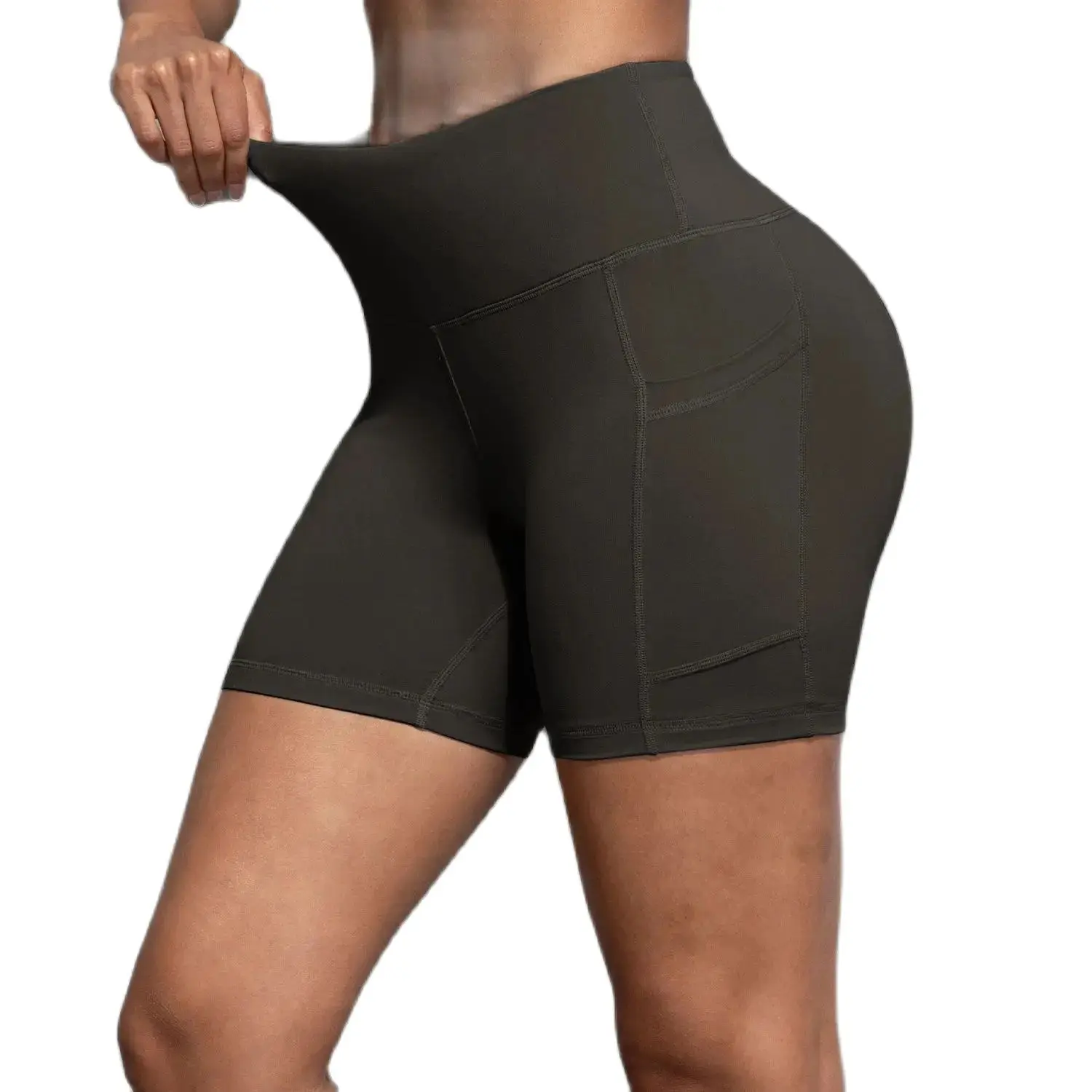 CHRLEISURE pantalones cortos de Yoga con bolsillos de cintura alta levantamiento de glúteos ciclismo ajustado elástico ajustado correr Fitness mujeres pantalones cortos ropa deportiva