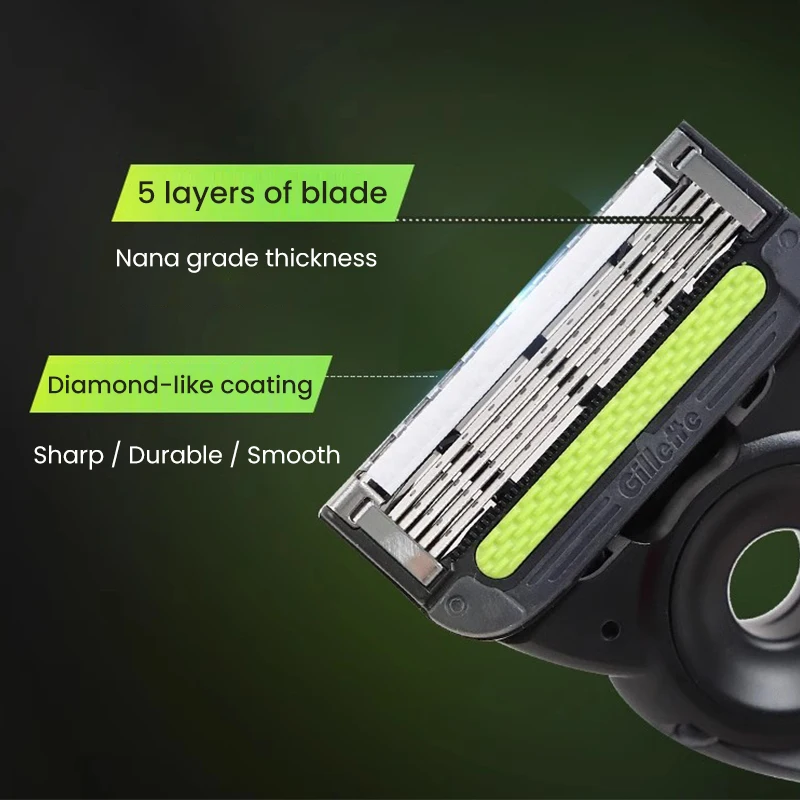 Gillette Labs Razor Aurora Series Flexdisc Afeitadora de seguridad manual Máquina de afeitar 2 recambios de cuchillas de 5 capas con soporte magnético