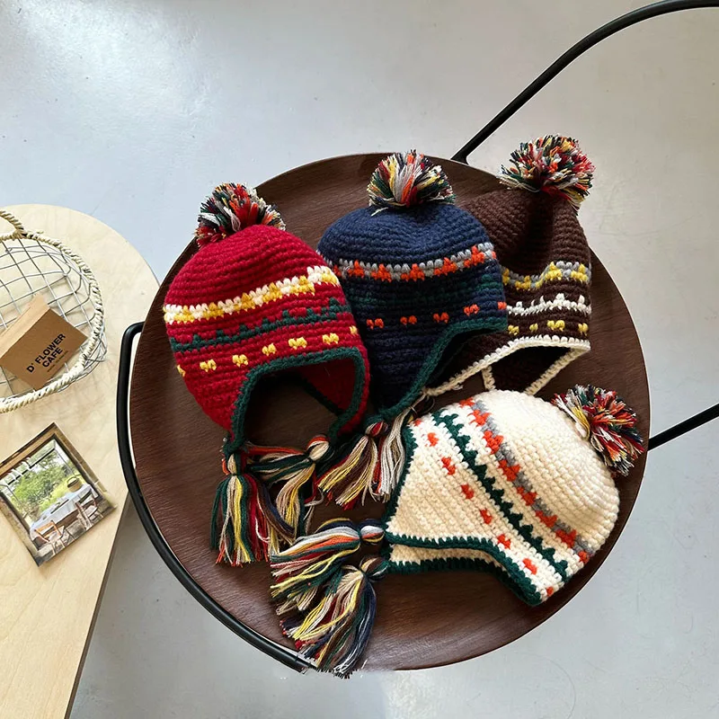 MILANCEL, gorros de punto Retro de invierno para niños, gorro cálido para niñas, gorros coloridos con protección para los oídos, gorros de Lei Feng para niños