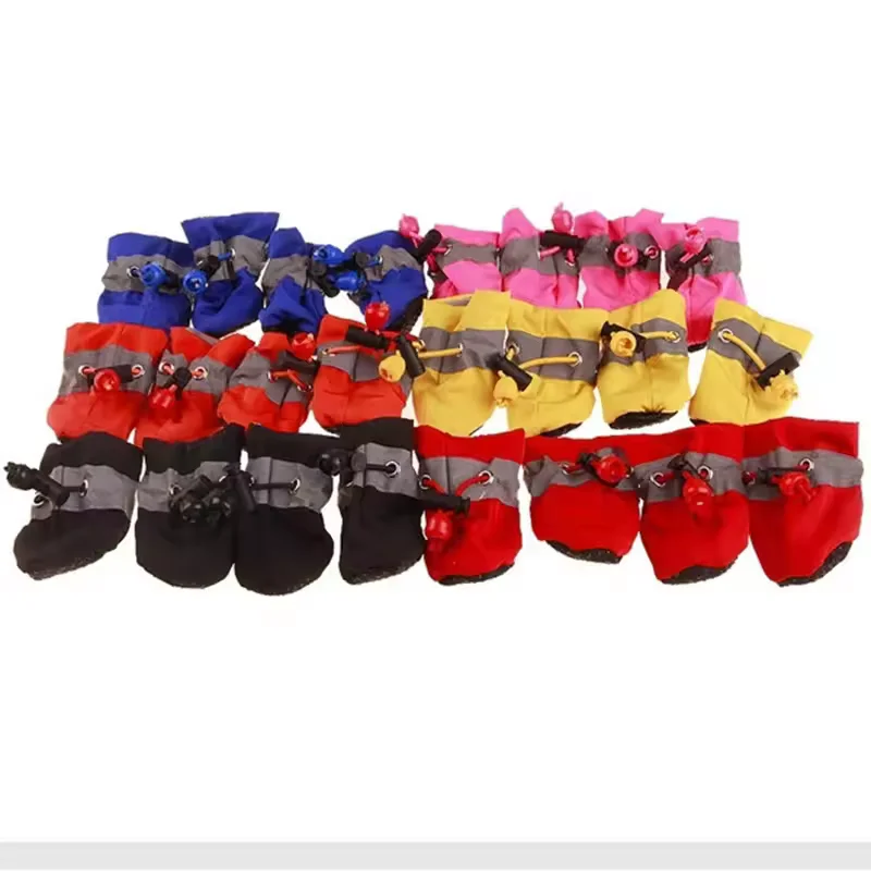 Juego de 4 Zapatos Impermeables para Perros, Botas Antideslizantes para Lluvia, Calzado para Perros Pequeños, Cachorros, Botines para Mascotas, Accesorios para Patas de Perro