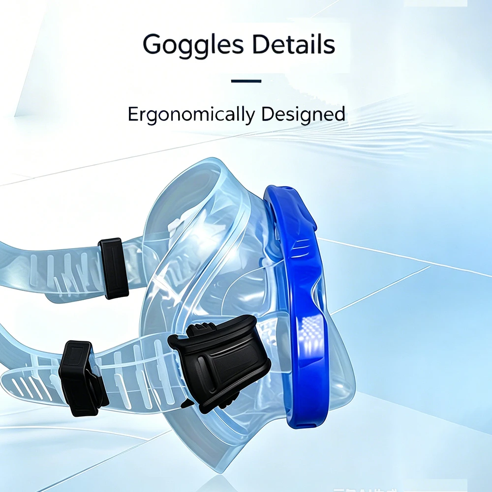 Máscara de Snorkel, Gafas de Natación, Faldón de Silicona para Buceo, Lente de Vidrio Templado, Vista Panorámica, Entrenamiento, con Cubierta Nasal y Correa Ajustable