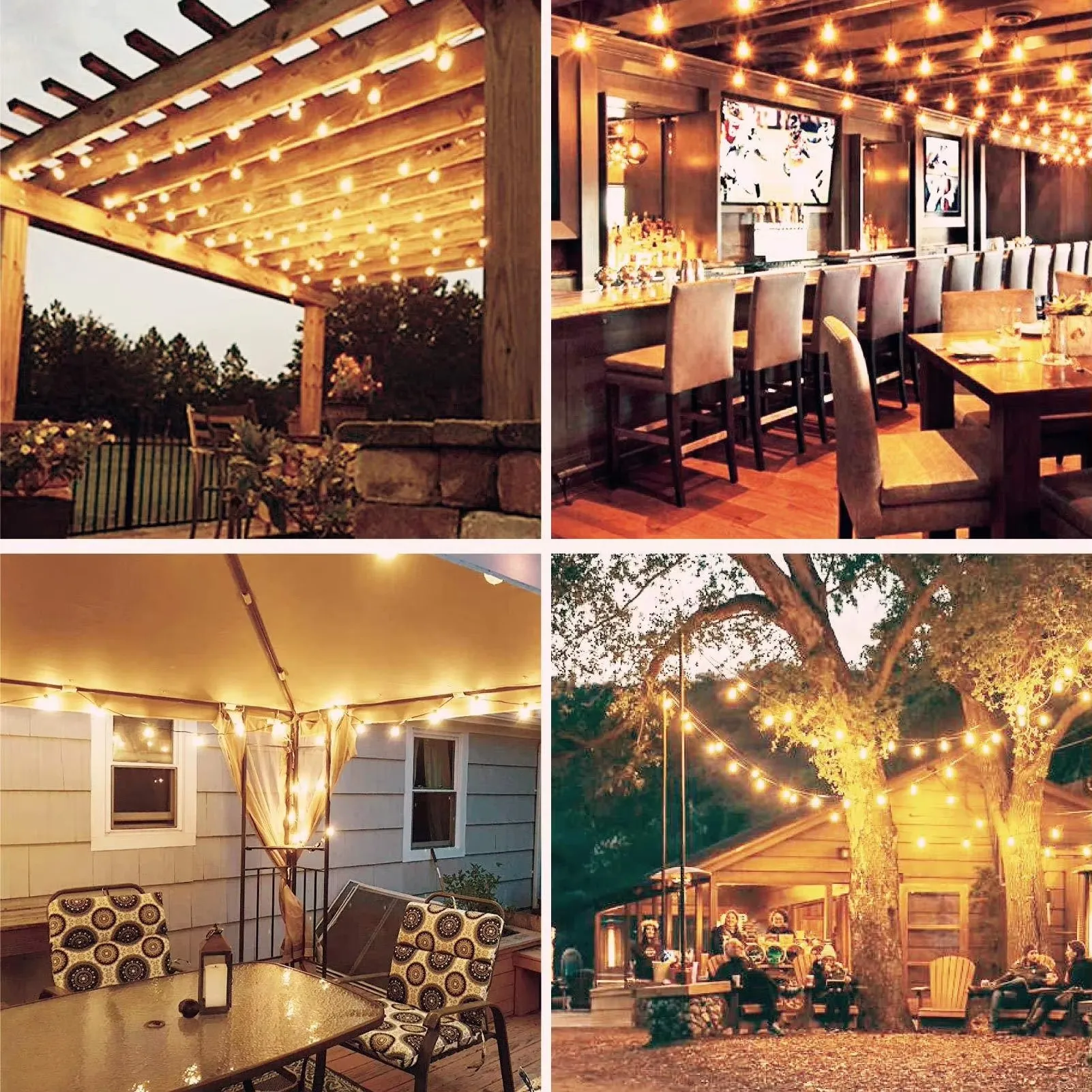 Guirnalda de Luces LED G40 para Exteriores, Impermeables, con Enchufe Europeo, Bombillas Resistentes a los Golpes, Luces Decorativas para Jardín, Patio, Fiestas
