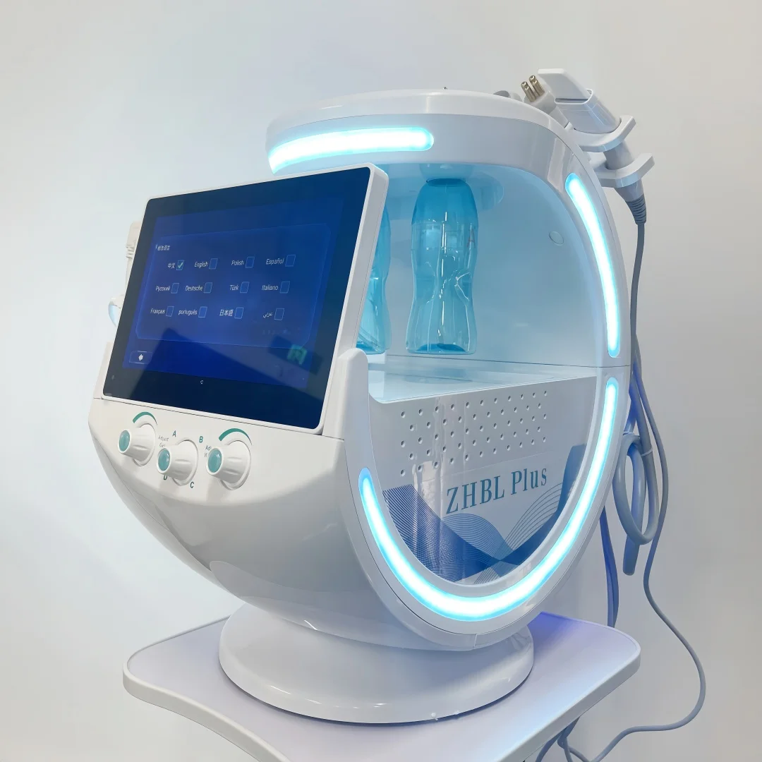 Nueva Máquina de Belleza 7 en 1 para Limpieza Facial Inteligente, Análisis de Piel, Vacío de Poros Profundos, Hidrolifting, Antienvejecimiento, Color Azul Hielo