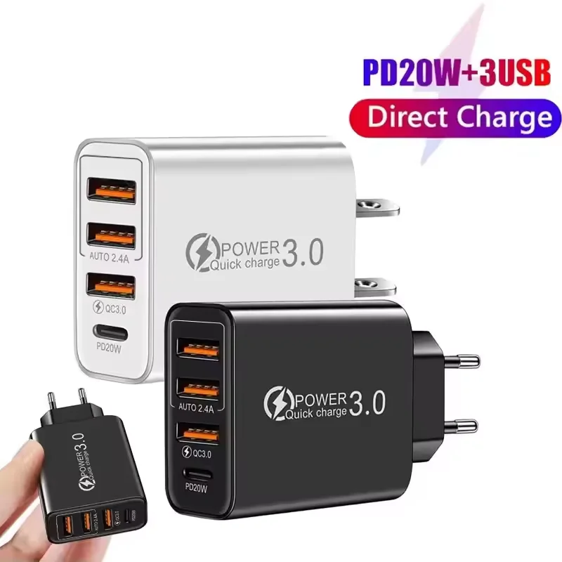 Cargador USB C de 60W PD TypeC, cargador de carga rápida QC3.0, adaptador de corriente de pared para iPhone, Xiaomi, Samsung, Huawei, cargador de viaje para teléfono