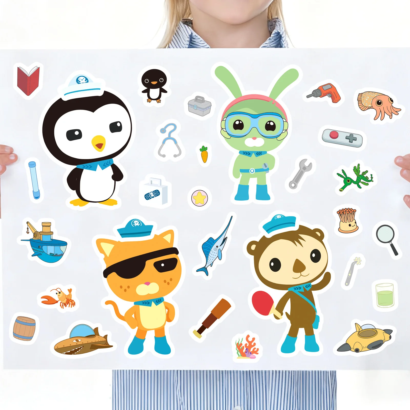 8 Hojas de Pegatinas de Animales Lindos para Hacer Caras, Juegos de Bricolaje para Niños, Rompecabezas de Dibujos Animados, Juguetes Educativos para Fiestas Infantiles