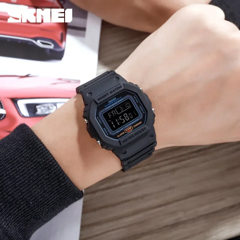 SKMEI 1628 relojes digitales de lujo para Hombre, relojes de pulsera electrónicos deportivos impermeables para Hombre, Reloj con luz trasera militar, Reloj 1988 para Hombre