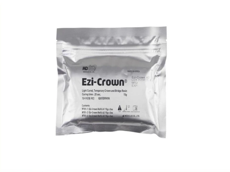 Resina Dental Ezi-Crown de Fotopolimerización para Coronas Temporales y Puentes, Material Dental para Carillas/Inlays/Onlays A1/A2/A3