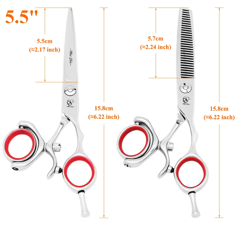 Juego de Tijeras de Peluquería de 360 Grados, Acero Japonés, 5.5" 6.0", Tijeras de Corte y Entresacado para Salón y Barbería, Alta Calidad A0118A