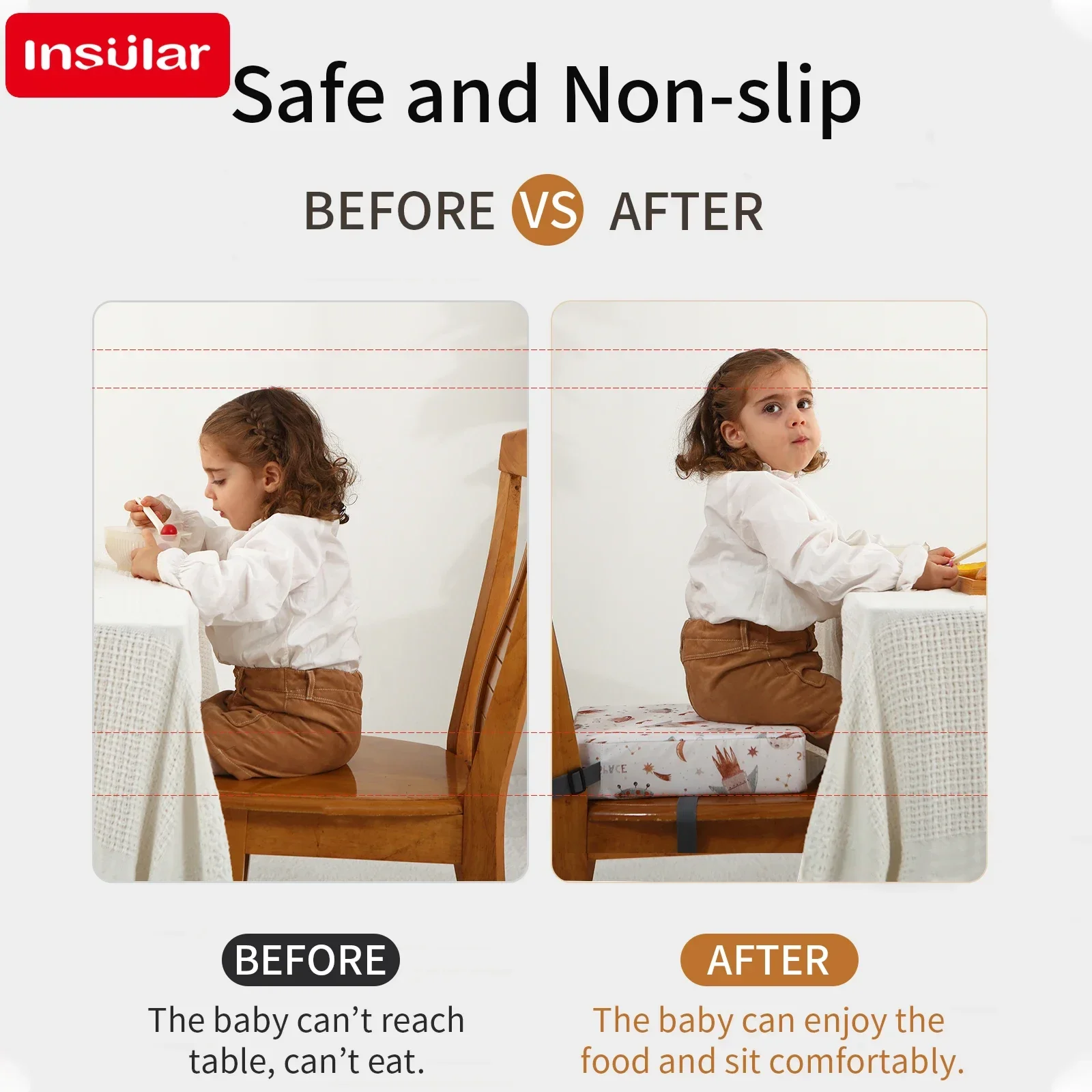 Cojín elevador para silla de comedor de bebé, asiento extraíble para trona para niños, cojín elevador para silla de estrella, asiento impermeable para silla infantil