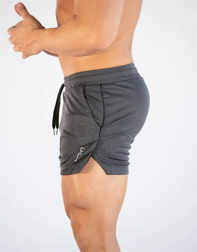 Pantalones Cortos Deportivos de Malla Fina para Verano, Transpirables, para Hombre, de Moda, para Entrenamiento Muscular, Pantalones de Tres Puntos, para Correr, Casuales