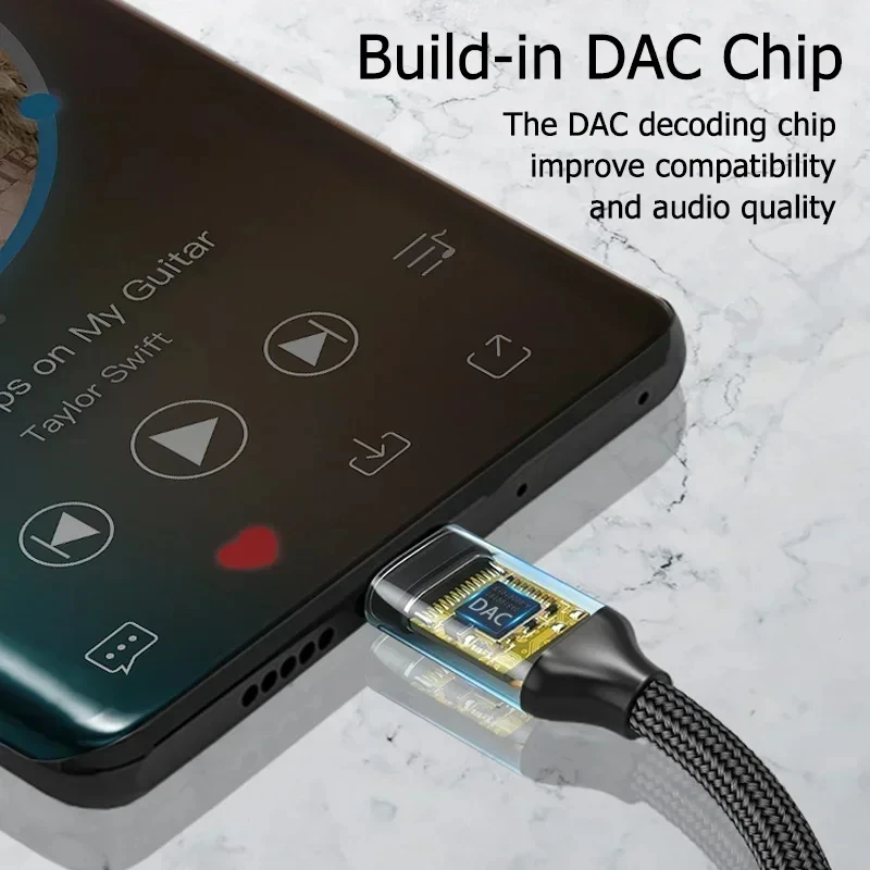 Cable adaptador de Audio USB tipo C a conector de 3,5mm para iPhone 15 16 Pro Max Plus/iPad Pro 11 13 Air 11 13 Mini 6 7 convertidor de auriculares