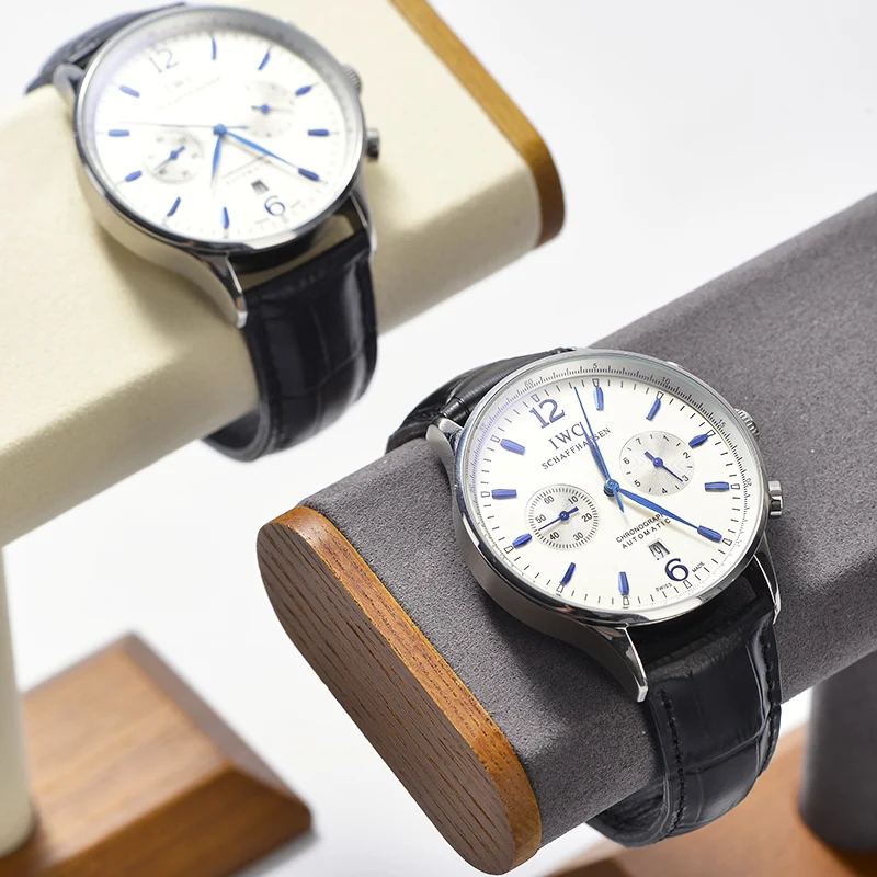 Oirlv estante de almacenamiento de relojes de madera, soporte de exhibición de relojes con barra en T, soporte organizador de joyas para reloj, pulsera, mesa, almacenamiento de joyas