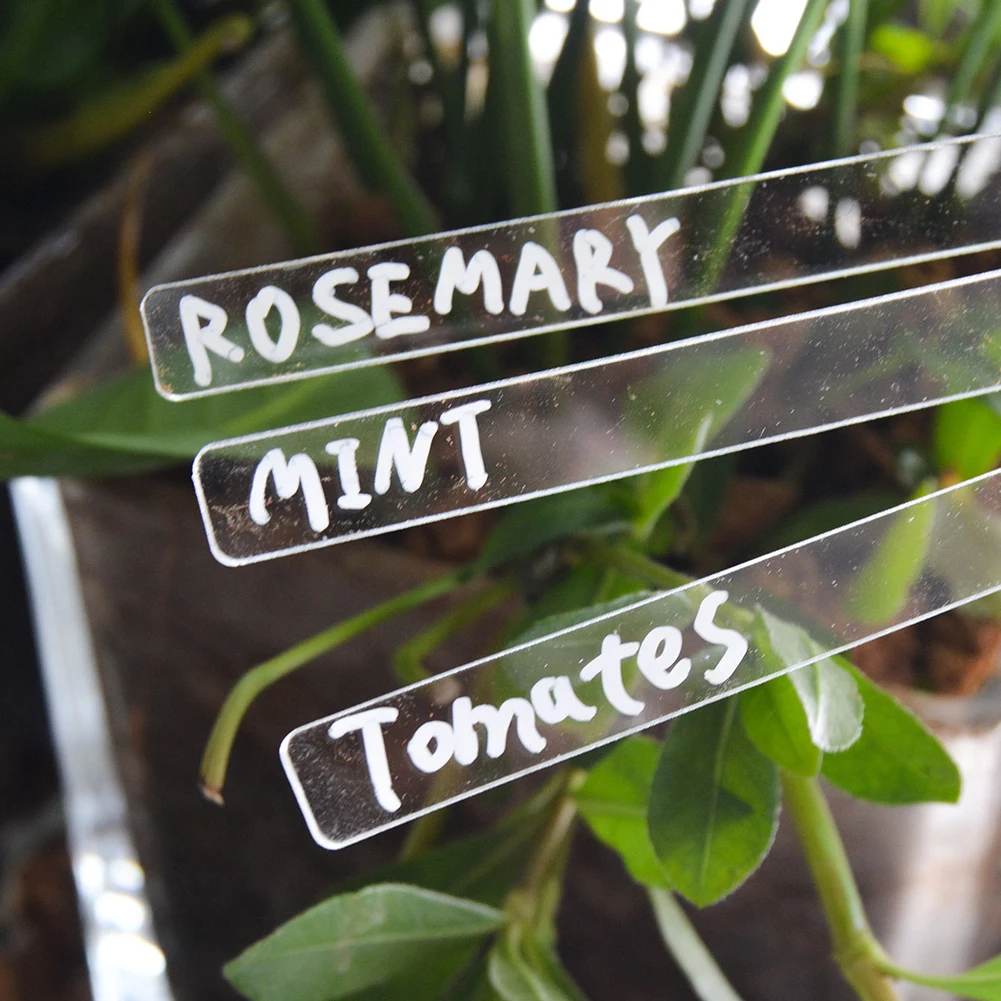 1 Juego de señales de hierbas acrílicas transparentes y ecológicas, etiqueta de plantas, etiqueta de planta acrílica ecológica, marcadores tipo T para jardinería