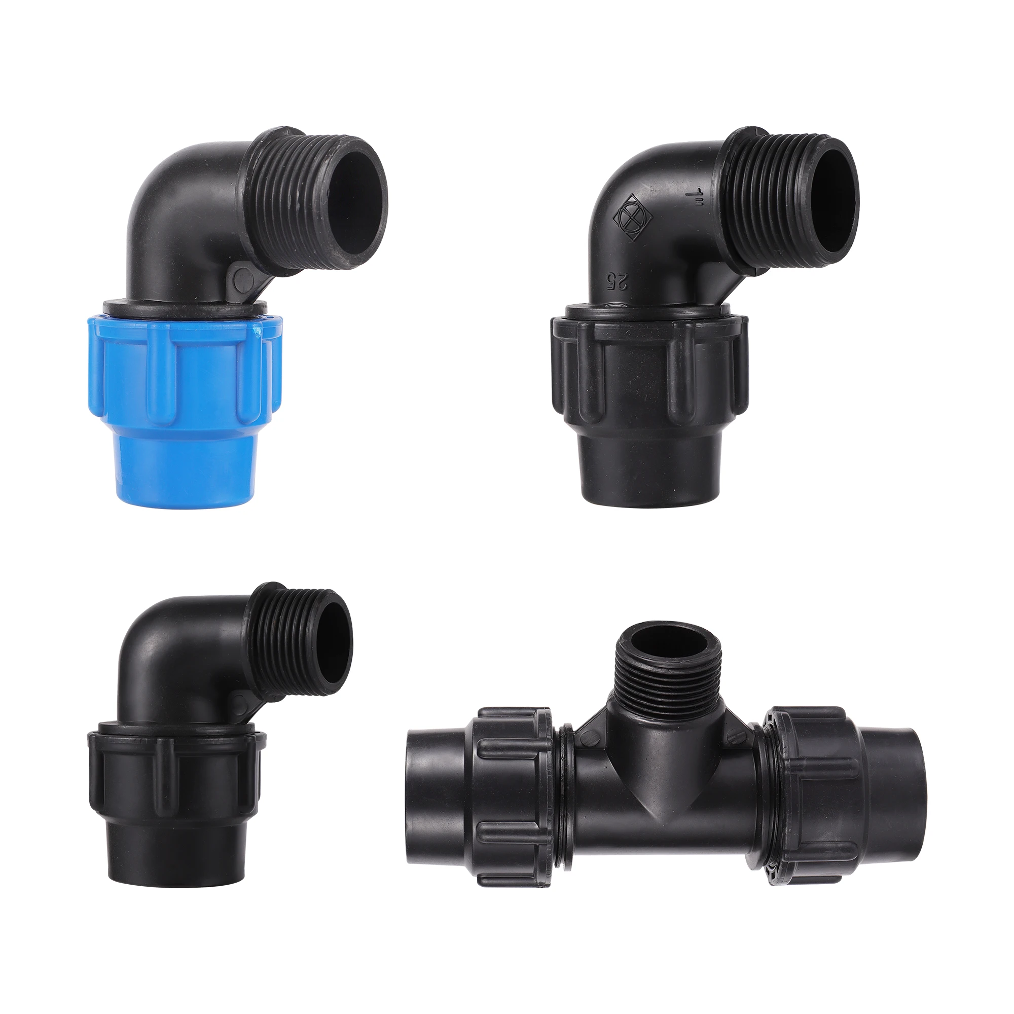 Reductor de rosca macho rápido de plástico de 25/32mm a 1 ", conexión de tubería de PVC, codo en T, accesorio de tubería de agua recta de jardín