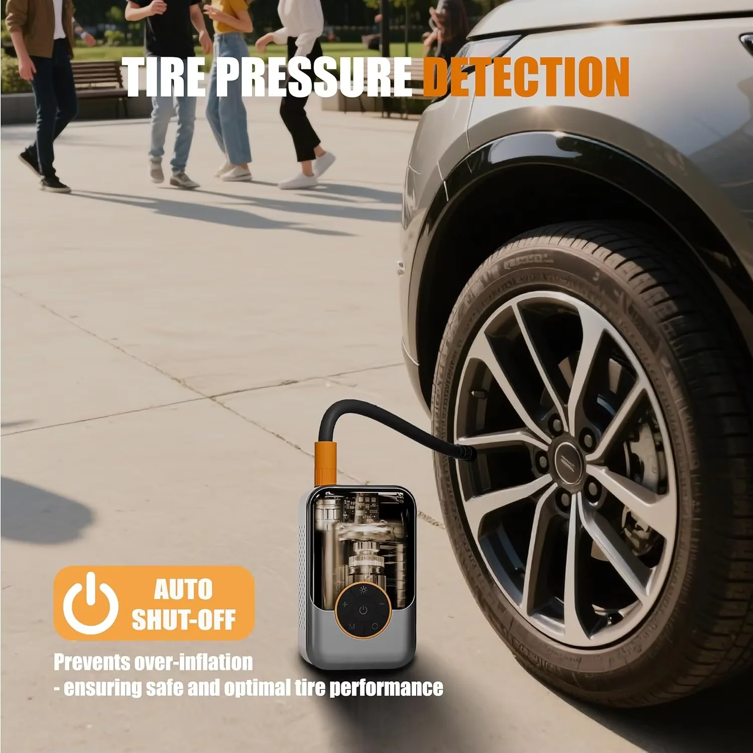 Bomba de aire portátil inalámbrica, inflador de neumáticos de coche, compresor de aire eléctrico con pantalla LCD, inyector de aire para bicicleta, coche, motocicleta, neumáticos y balones.