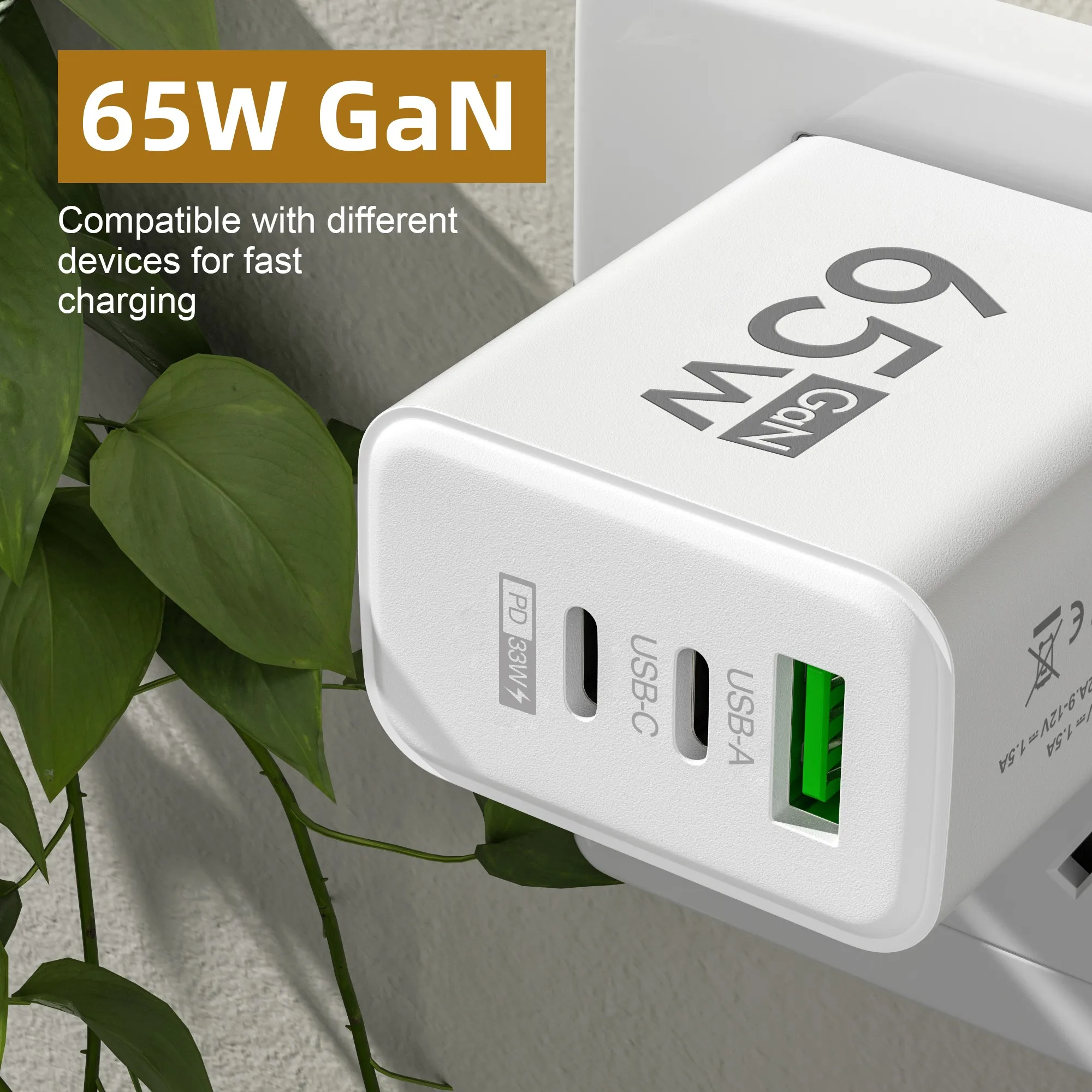 GaN 65W USB C cargador de pared teléfono móvil PD tipo C cargador rápido adaptador de corriente para Samsung Xiaomi iPhone cargador de carga rápida