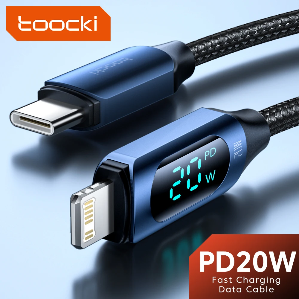 Cable Toocki USB tipo C para iPhone 14 13 12 11 Pro X Xr 8 7 Plus PD 36W cargador rápido cable de datos Lightning para iPad 1m