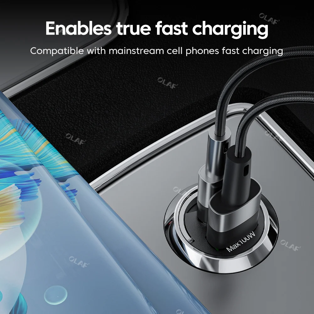 Olaf-cargador de coche Mini de 100W, adaptador de teléfono para iPhone 13, 12, Xiaomi, Samsung, Huawei