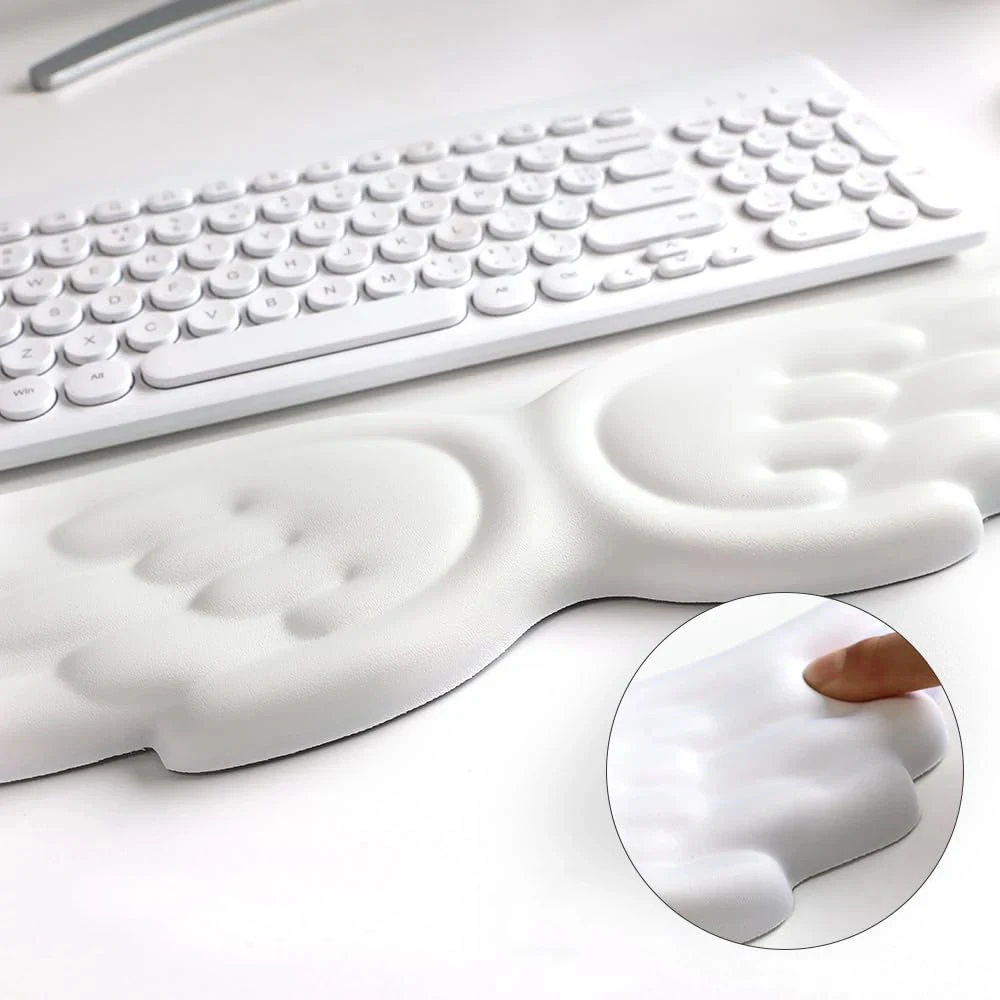 Reposamuñecas para teclado y ratón con forma de alas de ángel, espuma viscoelástica, antideslizante, ergonómico, para oficina, portátil y PC