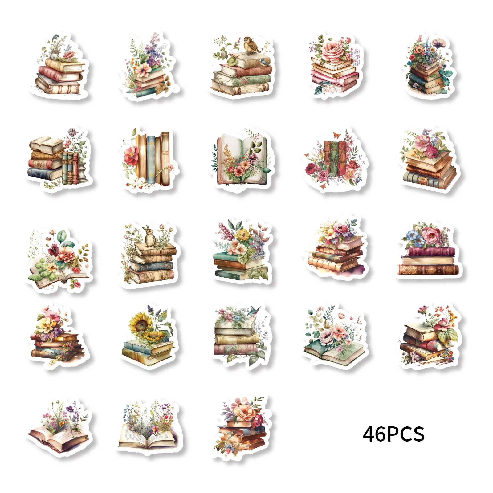 46 Uds libro en flores pegatinas de grafiti Vintage cuaderno decorado taza de agua maleta guitarra juguete clásico álbum de recortes calcomanías DIY