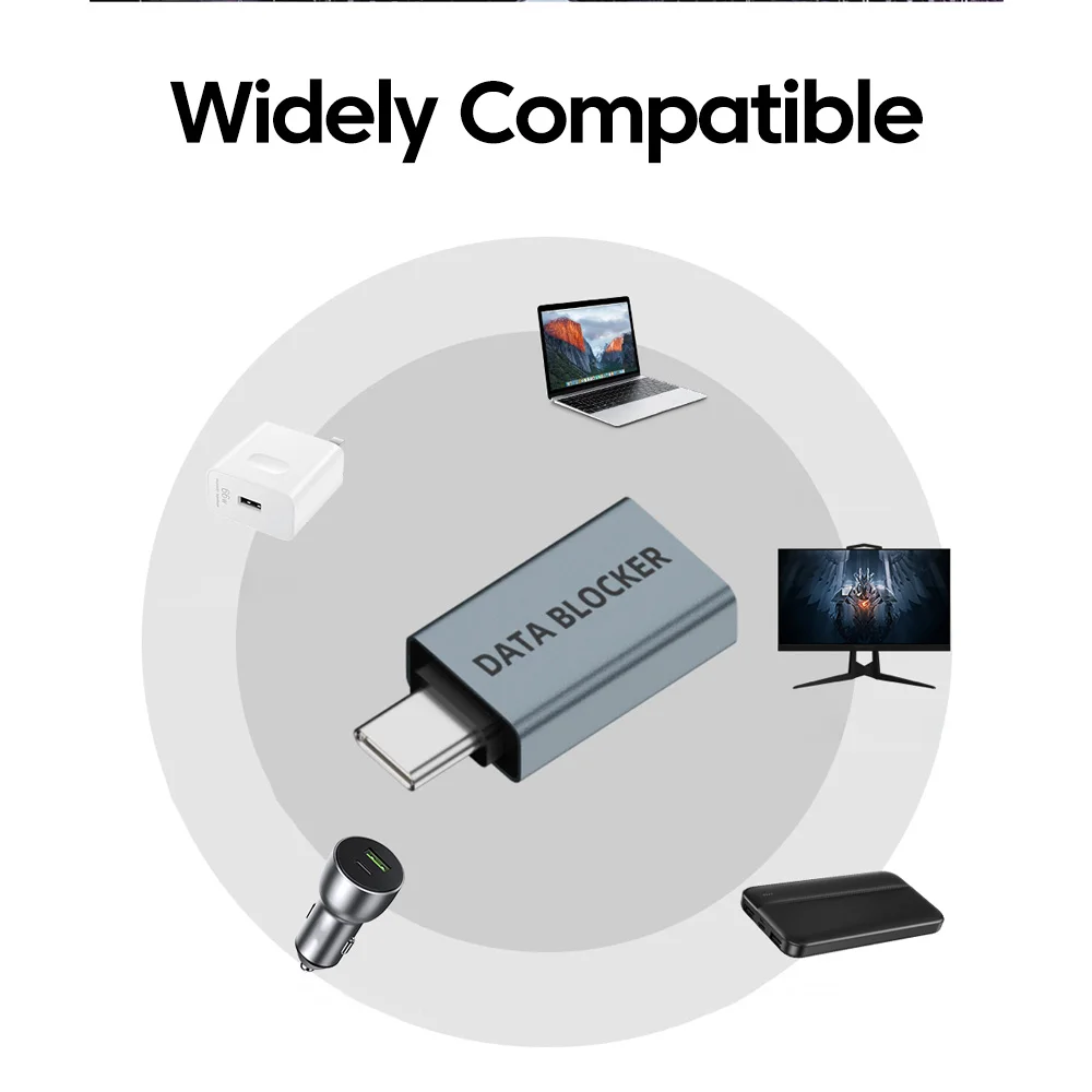    Adaptador de Seguridad con Protección de Datos USB A/C Macho a USB A/C Hembra, Convertidor Anti-Fugas de Privacidad para Carga de Teléfonos Móviles y Portátiles