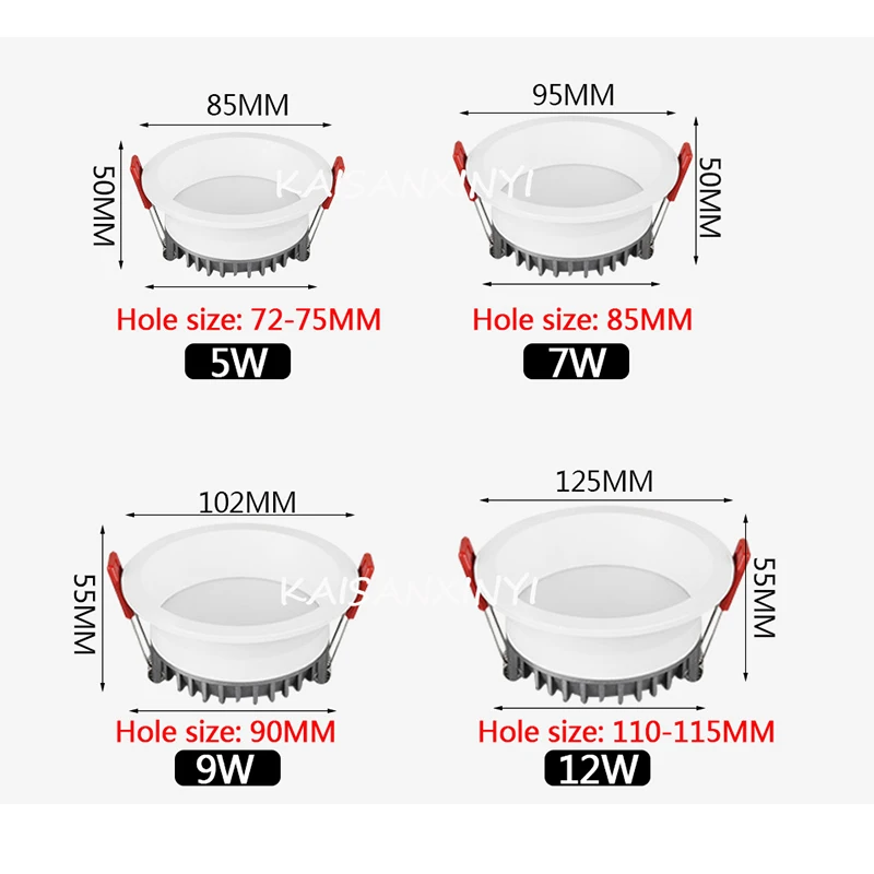 Luz empotrada antideslumbrante LED COB Downlight 12W 9W 220V lámpara de techo foco 5W 7W hogar sala de estar dormitorio iluminación interior