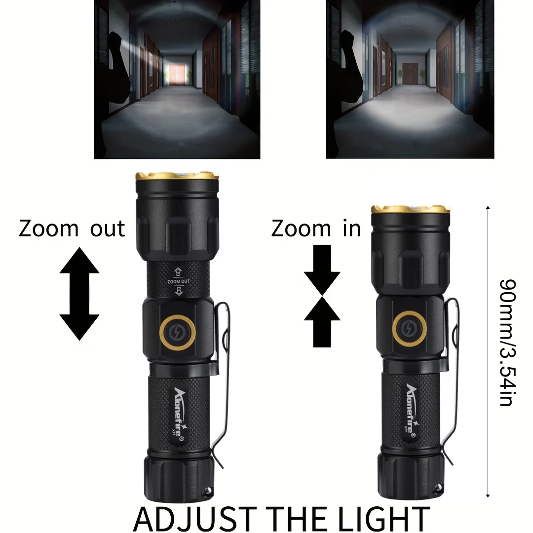 Mini Linterna Recargable Zoom con Luz Blanca, Portátil, para Niños, Mujeres, Mochila, Bolsillo, Hogar, Aire Libre, Trabajo, Emergencias, con Imán