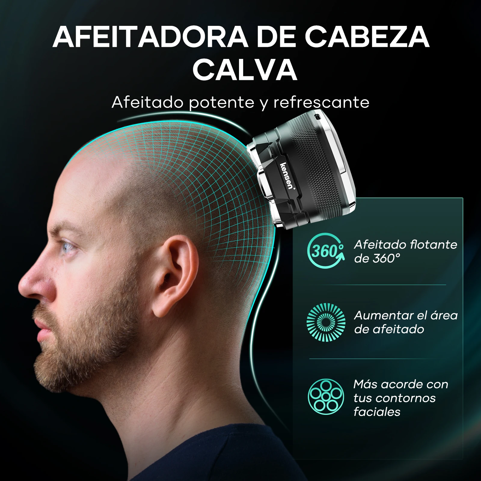 KENSEN-Afeitadora eléctrica flotante magnética 6D para hombres, maquinilla de afeitar para cabeza húmeda/seca, recortadora de pelo, recargable por USB, pantalla LED, recortadoras de barba