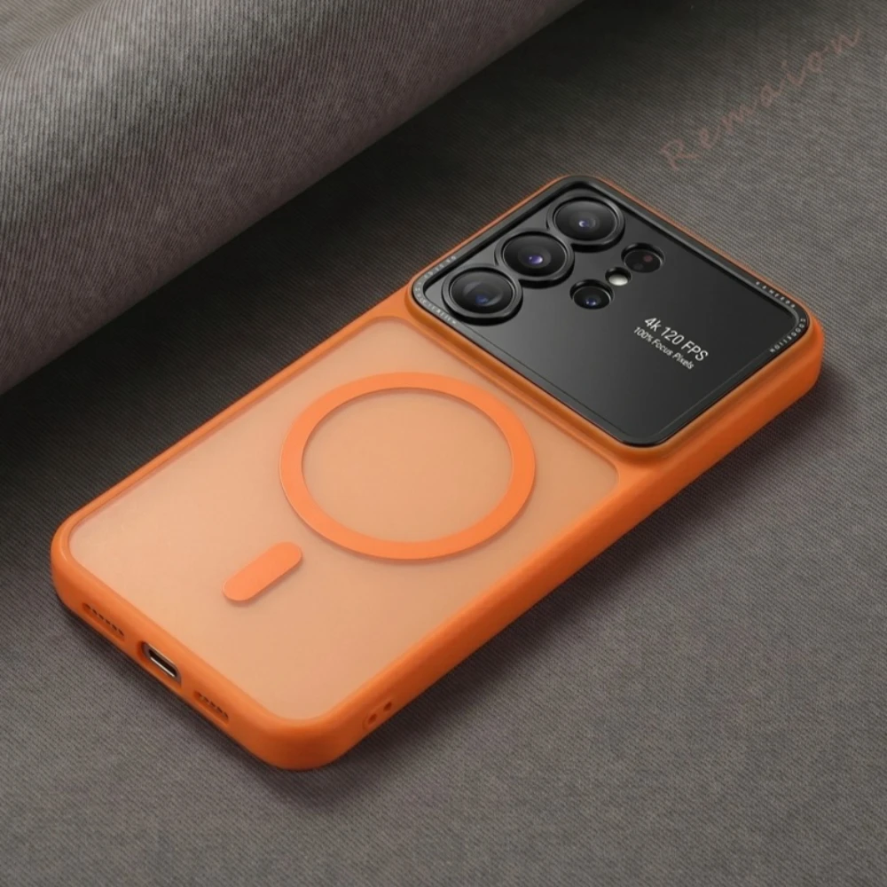 Funda Magnética de Lujo para Teléfono Samsung Galaxy S26 Ultra S24 S25 S26 Ultra, Compatible con MagSafe Oficial, Protector de Cámara Mate