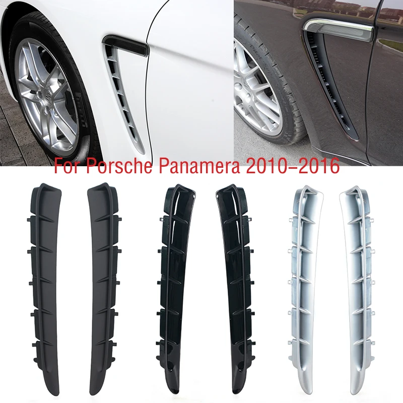 Para Porsche Panamera 2010 2011 2012 2013 2014-2016 guardabarros de puerta delantera rejilla lateral placa de hoja salida de aire decoración tira de cubierta