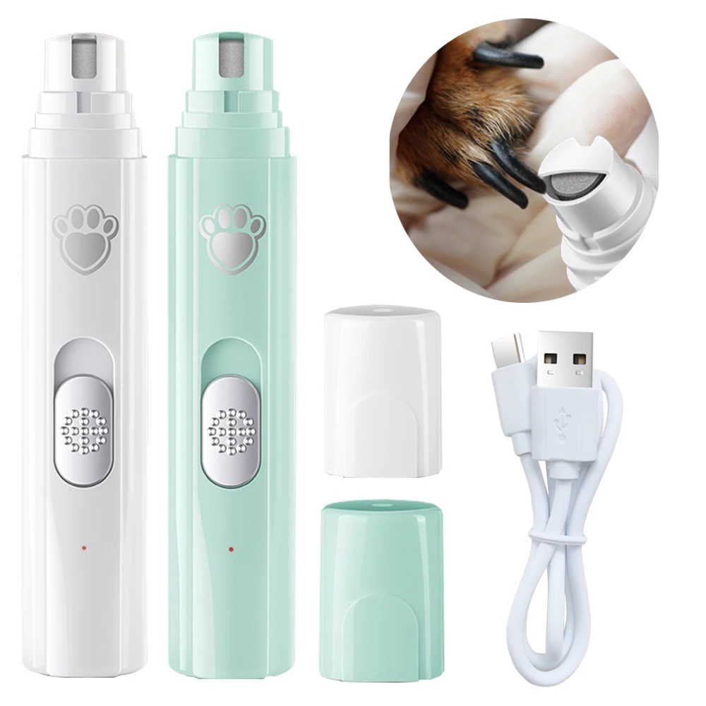 Molinillo de uñas eléctrico para perros con rueda pulidora, molinillo de uñas para mascotas con luz LED, 500 MAh, cortauñas para mascotas de 2 velocidades para el cuidado de patas de mascotas