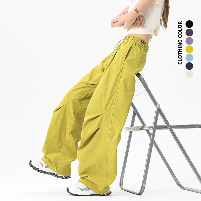Pantalones de senderismo al aire libre para mujer, pantalones impermeables de montañismo de longitud completa, pantalones de paracaidista con cintura elástica, pantalones para acampar y ciclismo