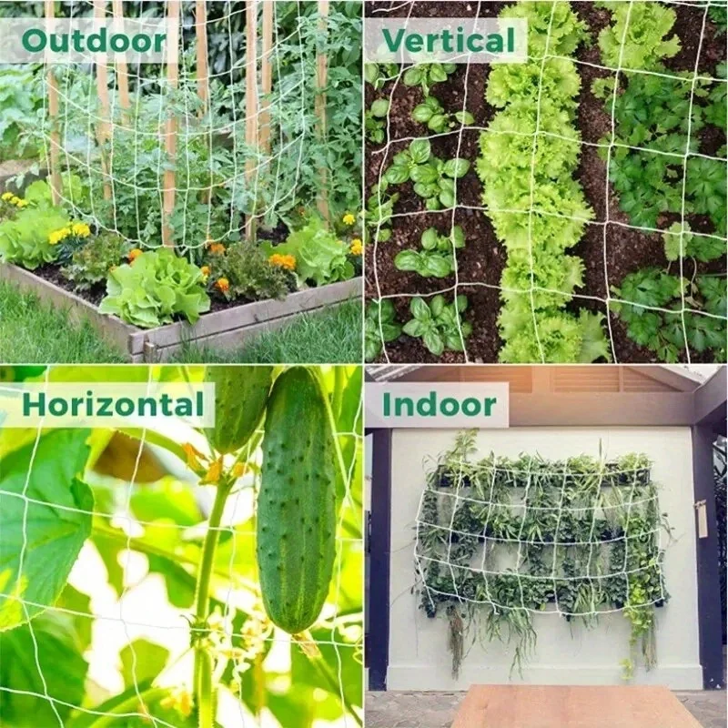 Red enrejada para plantas de jardín, malla cuadrada para plantas trepadoras al aire libre, frutas, verduras, vides, tiendas de cultivo